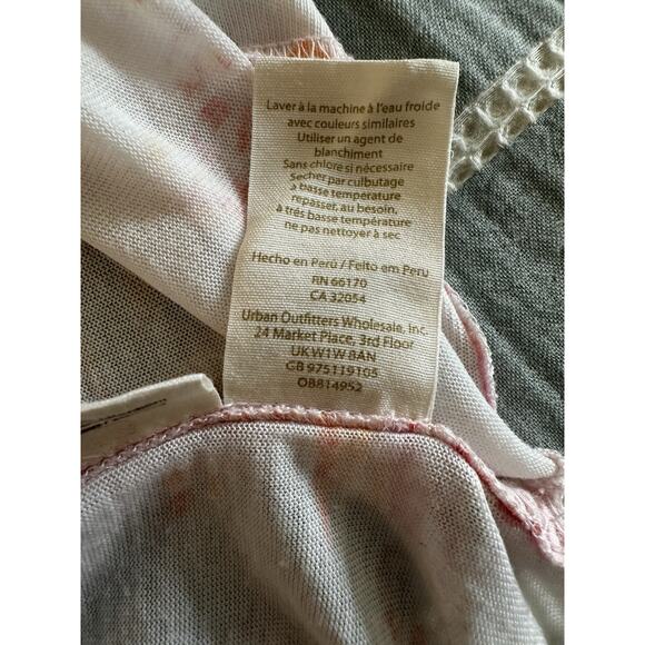 Free People Sheer Floral Tourist Tee T-shirt Oversized Large Pink Orange Flowers - Picture 6 of 8